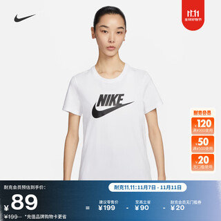 Nike women's cotton printed t-shirt lightweight casual soft futura comfortable nike dx7907 100 white/black l
