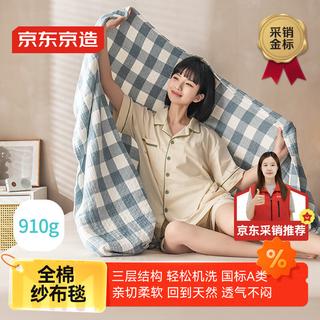 Made in tokyo, cotton gauze blanket, 100% cotton, machine washable towel quilt, type a blanket, sunny blue 1.5x2m