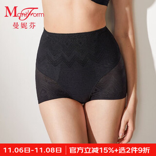 Maniform high waisted waist slimming sexy lace women's underwear low-leg drawstring comfortable underwear 20510174 020 black l (78)