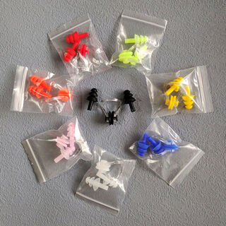 New cloth cap swimming cap for men, women, students, big children, high elasticity, comfortable and breathable, middle-aged and elderly with long hair, printed fabric cap + nose clip earplugs set, color notes