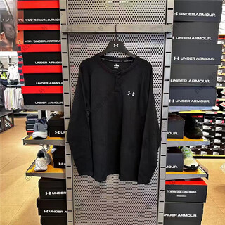 Under armor ua men's henley collar waffle long sleeve t-shirt 6010174 6010174-001 m