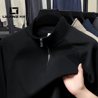 Lilanz official spring men's sweatshirt half-zip stand collar cotton clothes men's casual t-shirt men's jacket flagship official black 4xl