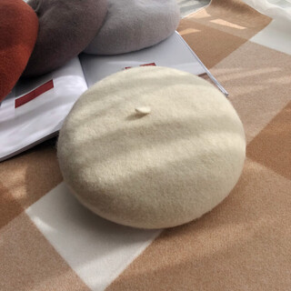 Zhehan beret suitable for small head circumference, autumn and winter style literary painter hat, british bud hat size, pumpkin hat, small face, milky white s (52-56cm) adjustable