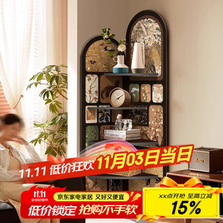 Yihuanyu medieval style floor-standing furnishings living room corner cabinet retro storage rack multi-layer storage cabinet next to modern decorative painting