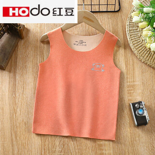 Hodo german velvet children's thermal vest for inner wear autumn and winter boys' vest baby double-sided velvet underwear girls' seamless sling c01-vest boneless brick red class a material m 120 (recommended height 105-115cm)