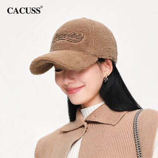 CACUSS帽子女冬季棒球帽大头围显脸小鸭舌帽保暖女士帽子 摩卡