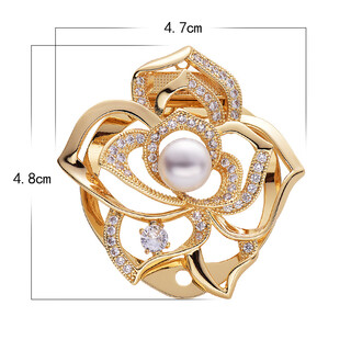 Snqp large cashmere shawl coat belt knotted pearl camellia scarf silk scarf buckle high-end light luxury style brooch clip gold 110b