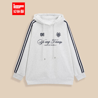 Ief/aiyifu 2025 autumn and winter new american fashion casual sports design plus velvet loose sweatshirt top white flower gray one size