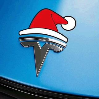 Zi jiafu christmas car sticker suitable for tesla hat model 3/y car sticker modified cute god of wealth front sticker christmas hat