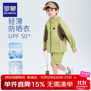 Romon children's clothing boys' sun protection clothing 2025 summer new children's jacket girls cool outdoor skin clothing fruit green 120