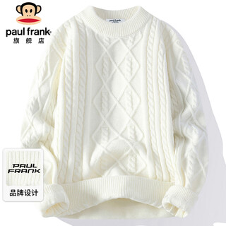 Big mouth monkey (paul frank) sweater men's autumn and winter warm thick sweater men's coat twisted wool top men's off-white xl