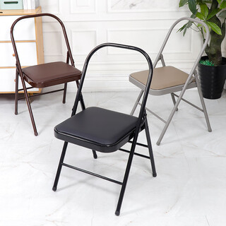 He jiagong thickened folding chair yoga assistive device pilates multifunctional pu surface auxiliary folding yoga stool 22 round yoga folding chair - single beam black