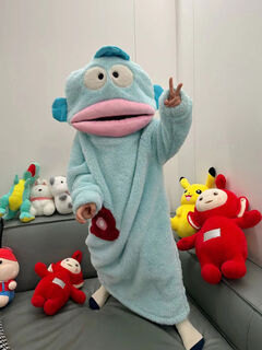 Hanton ugly fish one-piece pajamas for women, coral velvet, thickened and warm, autumn and winter cartoon funny couple pajamas, long men's ugly fish, children's ugly fish height 110-145cm within m m