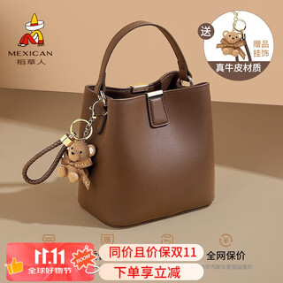 Scarecrow bag for women 2025 new cowhide leather shoulder crossbody bucket bag light luxury high-end birthday gift for girlfriend and wife