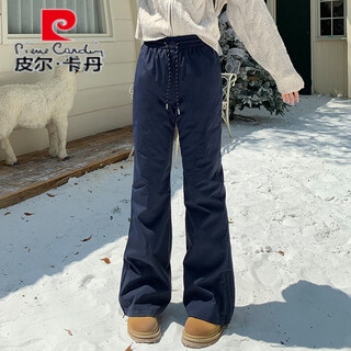 Pierre cardin down pants women's outerwear 2026 new winter fashion warm 90 white duck down thickened windproof, coldproof and waterproof cotton pants navy blue s