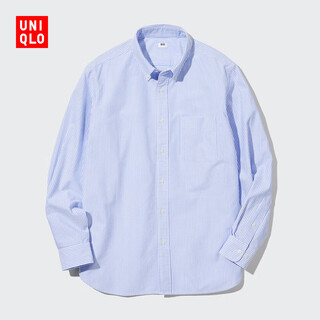 Uniqlo men's and women's oxford striped shirt long-sleeved shirt casual commuting 478087 475999 478087/65 royal blue xl