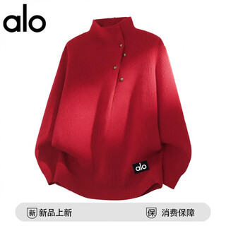 Alo official outlet alo trendy brand autumn trendy design stand-up collar sweater skin-friendly and warm couple tops red l 105-120jin jin equals 0.5 kg