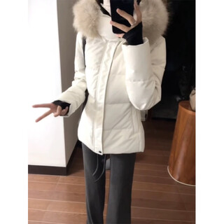 Xinyoujie 2025 velvet waisted version down jacket for women winter short white slim fit detachable 2026 white m