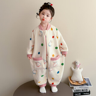 Hodo girls' pajamas one-piece autumn and winter coral velvet thickened girls and children's sleeping bags flannel baby anti-kick quilt picture color m 100c