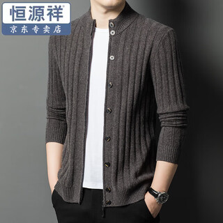 Hengyuanxiang wool sweater men's 100% pure wool knitted cardigan autumn and winter thickened warm sweater middle-aged and elderly casual jacket new lime m 100-125jin jin equals 0.5 kg