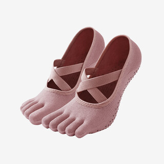 Keep five finger yoga socks non-slip professional pilates class thin fitness beginner silicone breathable 1 pair strap style - pink one size