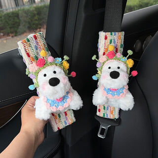 Litian hairpin west highland car seat belt children's anti-strangle shoulder cover car doll universal cute decoration hairpin flower west highland-colored shoulder guards 2 pcs