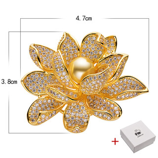 Snqp golden lotus brooch, feminine style, high-end exquisite fashion suit corsage brooch accessories, dark gold (gift box) xz256