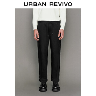 Ur2025 new winter men's trendy embroidered elastic waist drawstring cotton straight pants uuv650054 black 29