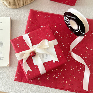 Doroch red gift wrapping paper with ribbon bell, new year's day annual party raffle gift, christmas new year gift bouquet