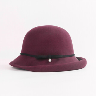 Ee new autumn and winter wool hat, elegant, fashionable and versatile warm hat for women, burgundy m (56-58cm)