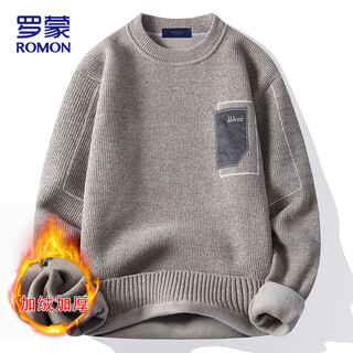 Romon thickened velvet sweater men's autumn and winter casual round neck one-piece velvet sweater warm sweater men's clothing