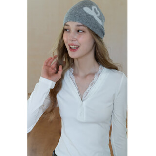 Eggka korean lace v-neck fake two-piece white t-shirt long-sleeved slimming short top e25a3916bk white m