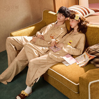 Gongdie heat storage type disney puff bear autumn and winter couple pajamas for women warm velvet cartoon home clothes for men