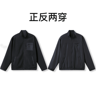 Italian classic two-wear autumn and winter men's velvet warm and stylish reversible windproof stand-collar jacket night sea blue 1512 l recommended 120-140 jin jin equals 0.5 kg