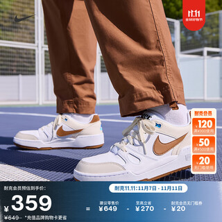 Nike men's low-top flat sneakers winter retro classic sneakers nike full force hj3485 121 white/light british brown/white/clear blue 41