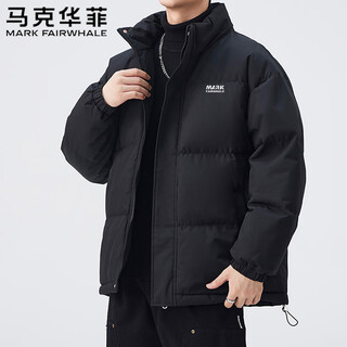 Mark huafei cotton jacket men's autumn and winter casual stand-collar cotton jacket thickened warm outdoor bread jacket black xl