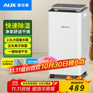 奥克斯（AUX）除湿机/抽湿机 卧室厨卫除湿器 除湿量10升/天 负离子除菌轻音吸湿器KDY10-01W