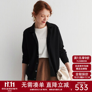 Paluopo 2025 100% cashmere sweater women's cardigan autumn and winter warm tops knitted sweater jacket et20061r black l 165/105