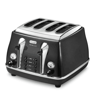 Y&odelonghi/delonghi toaster 4-piece toaster fully automatic toaster heating breakfast machine metal black 4-piece