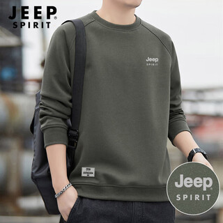 Jeep spirit jeep sweatshirt men's autumn round neck long-sleeved t-shirt men's loose pullover top slim bottoming shirt men's clothing