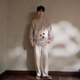 Mrs. slee sleep tight half velvet couple pajamas women's 2025 new winter thickened velvet warm cute contrast color men's home clothes bbrsz911-men's xl