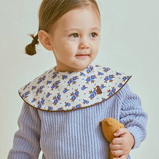 Konny saliva towel can rotate and piping baby newborn saliva towel baby cotton bib baby food supplement bib absorbent dark blue flower