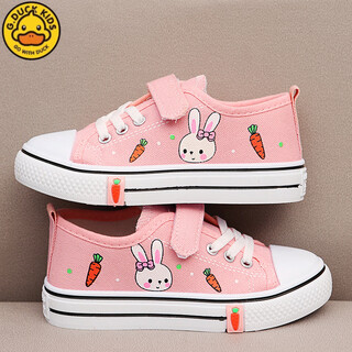 G.duck children's canvas shoes girls' shoes 2025 spring and autumn new soft sole non-slip breathable girls casual shoes boys running shoes cute rabbit pink 20 shoe inner length about 14.0c