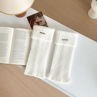 Zhuanying white metal pile socks women's autumn and winter knitted socks versatile y2k wear leg warmer socks wholesale white one size