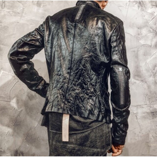 Artisan handmade leather king dark pioneer handmade keel fleshy calf leather pleated and glued seamed men's leather jacket, pleated and tumbled xl _150jin jin is equal to 0.5kg