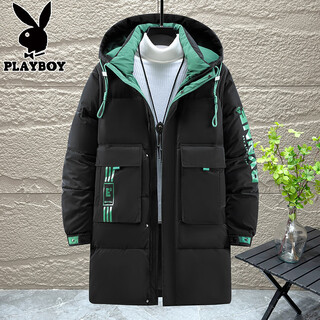 Playboy 10xl extra large size cotton padded jacket for young trendy fat men plus fat plus size down padded jacket winter thickened mid-length cotton jacket black 4xl recommended 160-180jin jin is equal to 0.5 kg