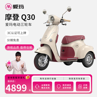 Emma electric tricycle modern q30 small household electric tricycle for the elderly to take parents and children to pick up and drop off children ancora red 60v20ah lead-acid battery