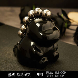 Sanqihu light luxury style creative fruit fork set dinosaur style cute stainless steel fruit fork set of six for home use black-dinosaur fruit fork set of six forks