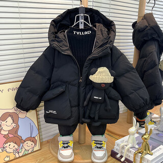 Yaya children's winter down jacket 2025 new style boys' winter thickened white duck down jacket baby keeps warm yaya black 110 cm