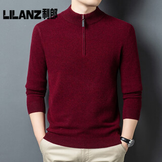 Lilang fashion casual herren-pullover aus gestrickter wolle, herbst und winter, halber rollkragenpullover, langärmeliger pullover, dick, schwarz, rot, dick, l (110) (empfohlen 115–135 jin jin entspricht 0,5 kg)